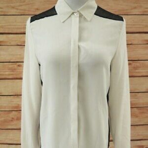 Chelsea Flower Silk White Button Down (sz XS)